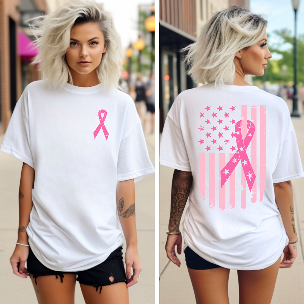 Breast Cancer Awareness Ribbon with Flag