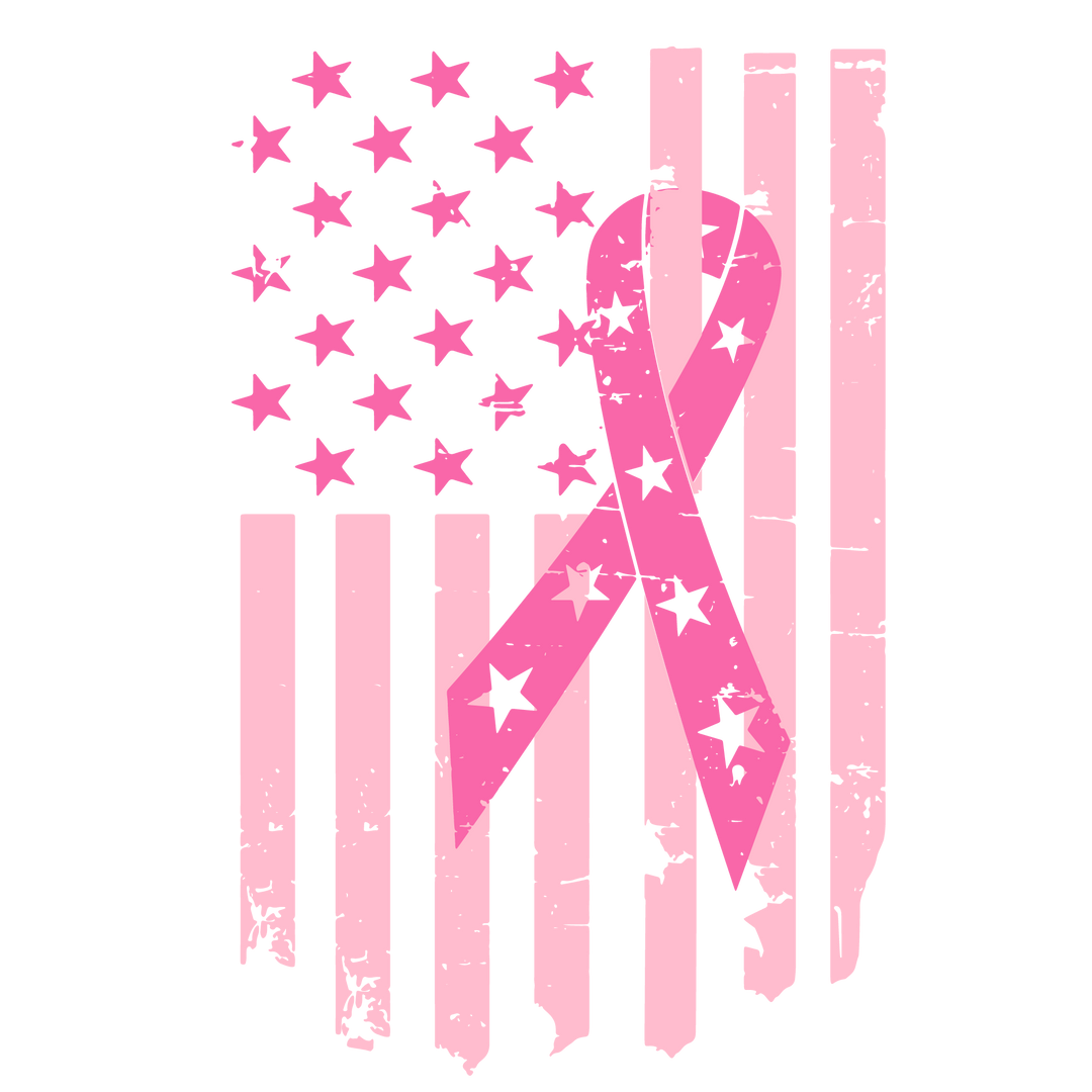 Breast Cancer Awareness Ribbon with Flag
